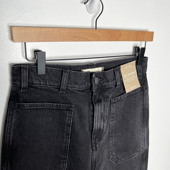 Madewell The 90s Stright Denim Jeans Womens 26 Black Wash Cotton Pockets Casual - Picture 6 of 12